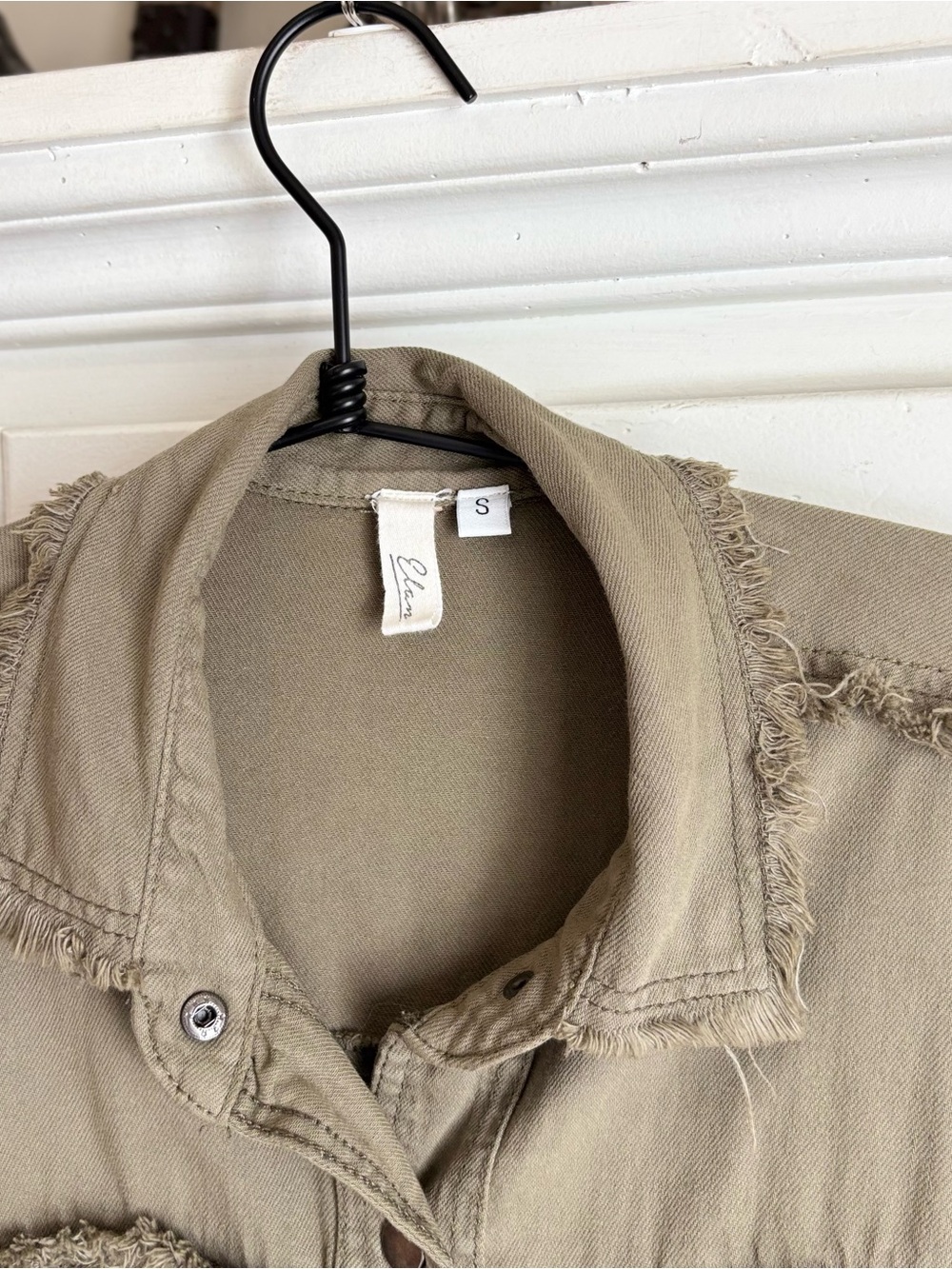 Elan Devan Rock & Roll Oversized Distressed Military Shacket Jacket S - Picture 6 of 10